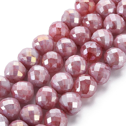 Mèches de perles de verre craquelé peintes au four opaque EGLA-S174-19H-1