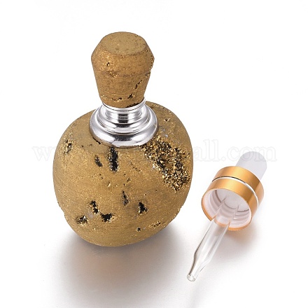Electroplated Natural Druzy Agate Openable Perfume Bottle G-K295-G02-P-1