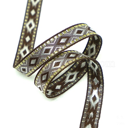 Ethnic Style Polyester Embroidery Rhombus Ribbons PW-WG81794-01-1