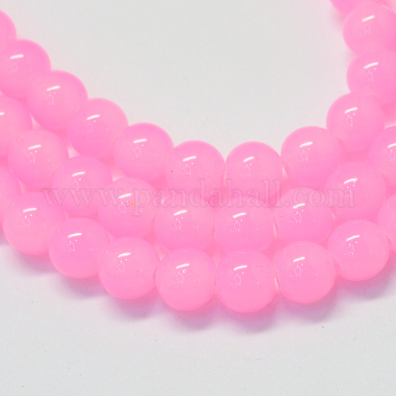 Backen gemalt Nachahmung Jade Glas runden Perle Stränge X-DGLA-Q021-10mm-45-1