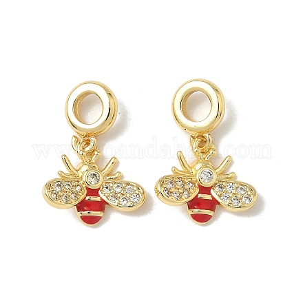 Латунные подвески-шармы в виде пчелы из прозрачного кубического циркония KK-K293-73G-1