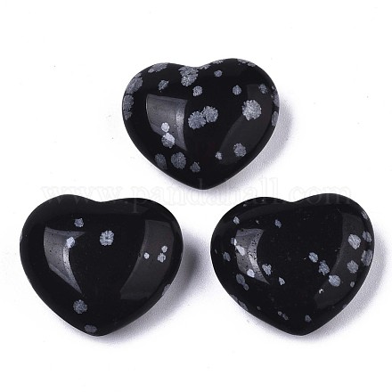 Coeur d'obsidienne flocon de neige naturel pierre d'amour G-N0326-56A-1