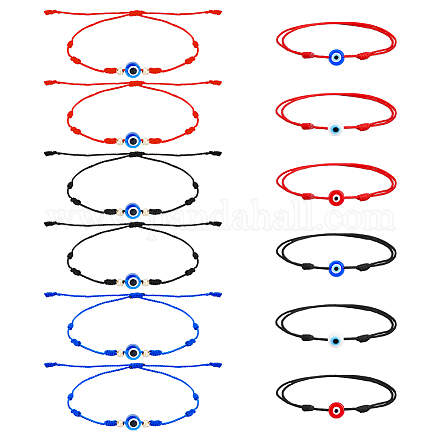 12шт. 9 стиля стеклянных браслетов с бусинами от сглаза BJEW-FI0001-24-1