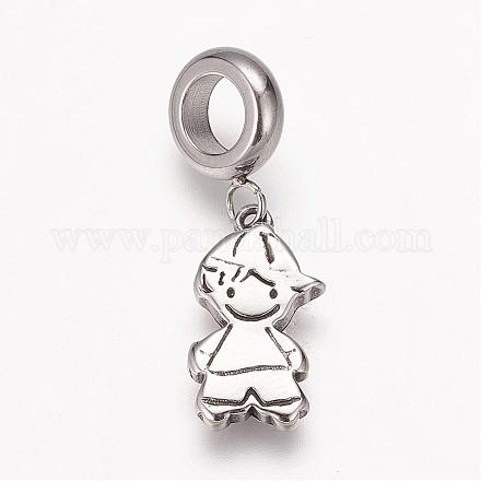 304 Stainless Steel European Dangle Charms OPDL-K001-21AS-1