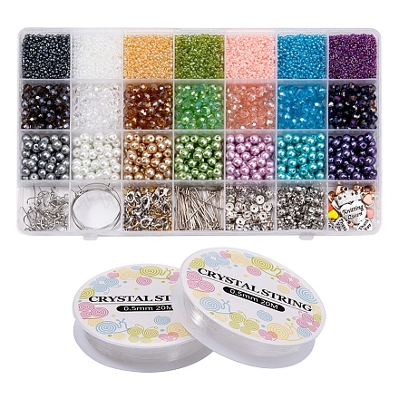 Kit de fabricación de conjunto de joyas de cuentas de vidrio diy DIY-YW0005-14-1