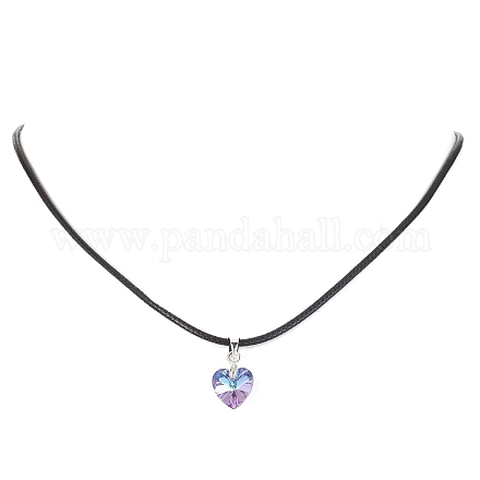 Halsketten mit Herzanhänger aus Glas NJEW-JN04476-03-1