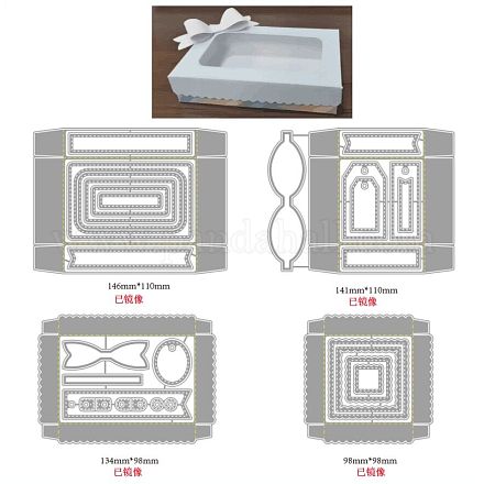 Globleland 4 個ギフトボックス窓切断ダイス金属 3d キャンディボックスフレームダイカットエンボスステンシルテンプレート紙カード作成装飾 diy スクラップブッキングアルバムクラフト装飾 DIY-WH0309-935-1