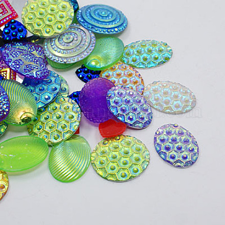 Electroplate Resin Cabochons CRES-MSMC002-44-1