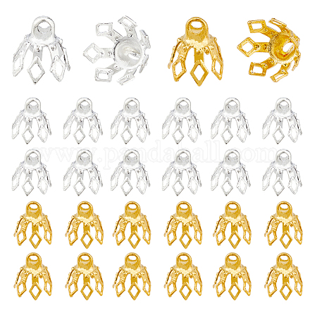 240 шт. 2-х цветные латунные колпачки для бусин KK-HY0003-05-1