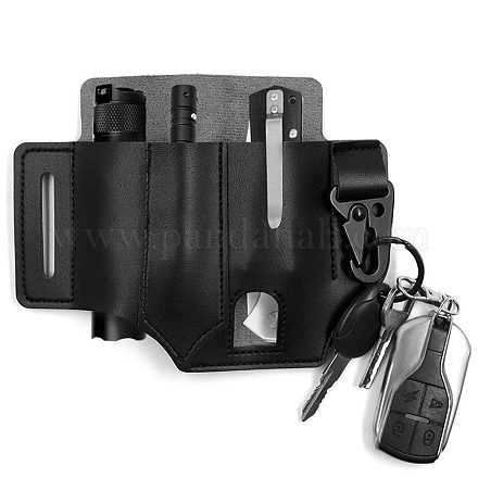 GORGECRAFT Imitation Leather Flashlight Holster Leather EDC Pocket 0rganizer EDC Belt Organizers with Alloy Clasps Multitool Sheath for Belt Camping Outdoor Survival AJEW-WH0042-48A-1