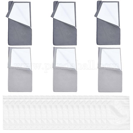 GORGECRAFT 6 Pack Microfiber Jewelry Cleaning Cloth Set Reusable Sterling Silver Cleaner Polishing Towel 4-Layers Silver Polishing Cloth with 20Pcs Plastic Zip Lock Bags for Gold Platinum Diamond Coin AJEW-GF0006-81-1
