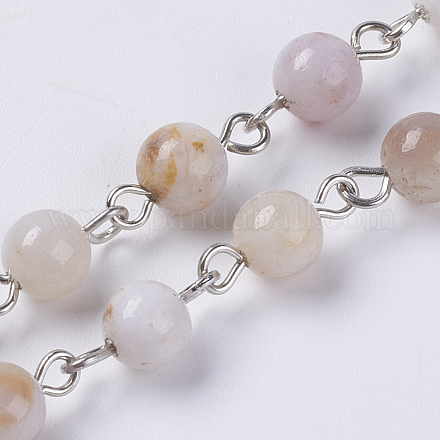 Natural Agate Beaded Chains AJEW-JB00398-05-1