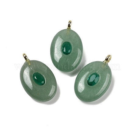 Подвески из натурального зеленого авантюрина и кубического циркония G-Z076-01G-04-1