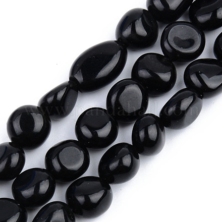 Natürliche schwarze Obsidian Perlen Stränge G-S359-151-1