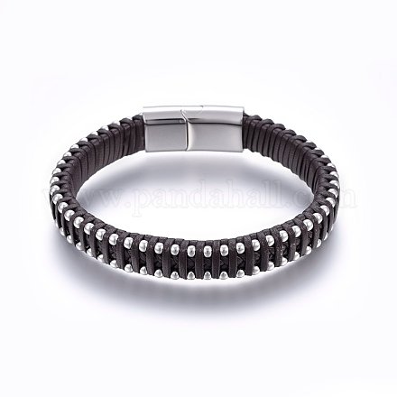 Bracelets en cuir tressé BJEW-E345-11C-1