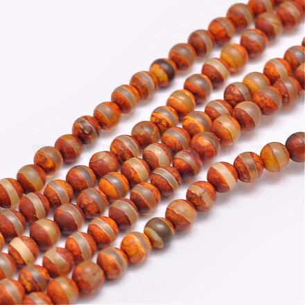 Fili di perline di agata dzi con motivo a strisce tibetane naturali G-F354-02-1