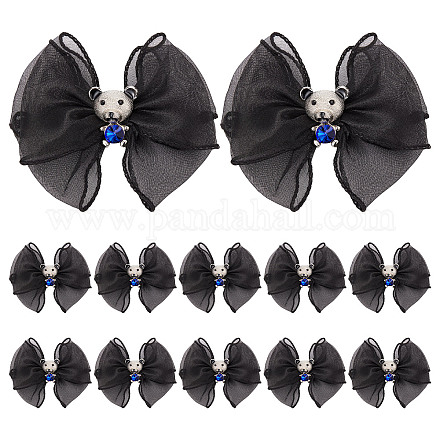 GORGECRAFT 12Pcs Bow Shoe Clips Bowknot Patches Applique Hat Dress Shoes Charms Bear Rhinestones Crystal Buckle Removable Shoes Jewelry Decorative Shoe Accessories for Wedding Party Shoes Garment AJEW-WH0324-63-1