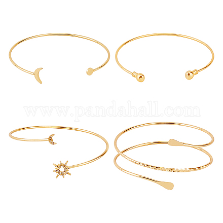 4шт. 4 стиля железный браслет с тремя петлями из проволоки BJEW-FI0001-19-1