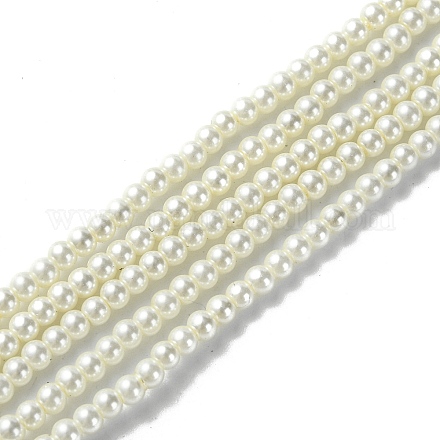 Brins de perles rondes en verre teinté écologique HY-A002-3mm-RB011-1