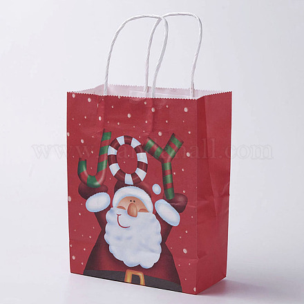 クラフト紙袋  ハンドル付き  ギフトバッグ  ショッピングバッグ  クリスマスパーティーバッグ用  長方形  カラフル  33x26x12cm CARB-E002-L-A01-1