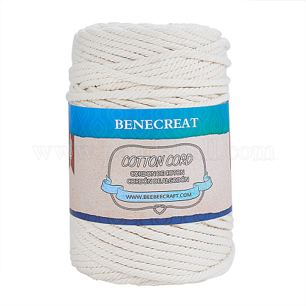 BENECREAT 5mmx100m 4-Strand Cotton Cord 100% Natural Handmade Macrame Cotton Rope for String Wall Hangings Plant Hanger OCOR-BC0011-D-01-1
