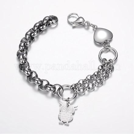 304 Stainless Steel Charm Bracelets BJEW-D421-05-1