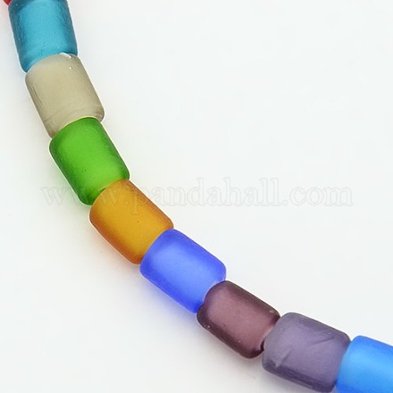 Handmade Frosted Lampwork Column Beads Strands LAMP-L006-03-1