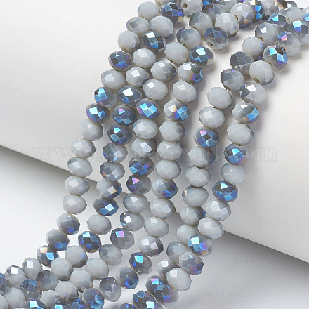 Electroplate Opaque Solid Color Glass Beads Strands EGLA-A034-P4mm-I12-1