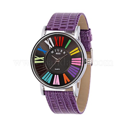 Relojes de pulsera de cuarzo de cuero de la PU de aleación de las mujeres de moda WACH-L025-01C-1