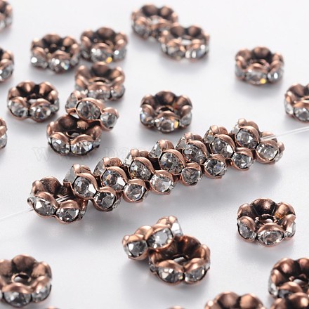 Brass Rhinestone Spacer Beads RB-A014-L8mm-01R-NF-1