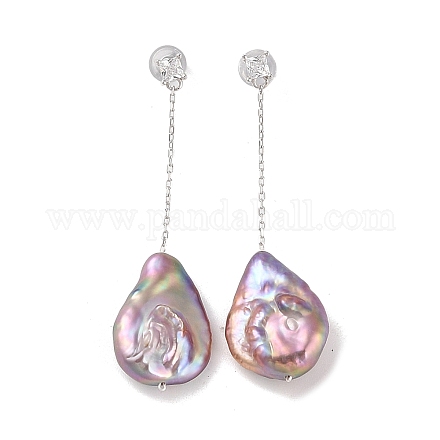 Серьги-гвоздики из стерлингового серебра с защитой от потускнения EJEW-C087-14A-P-1