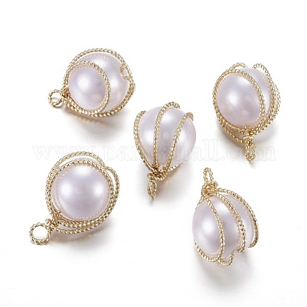 Colgantes de perlas de imitación de plástico abs KK-T039-28G-1