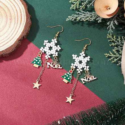 Болтающийся серьги сплава эмали EJEW-TA00727-1