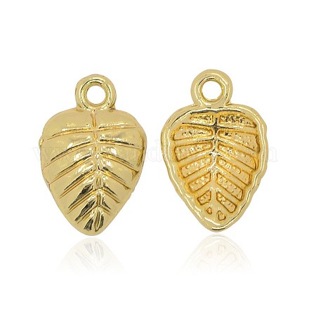Nickel Free & Lead Free Golden Plated Alloy Leaf Charms PALLOY-J169-39G-NR-1