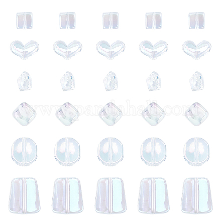 Superfindings 60pcs 6 perles acryliques transparentes de style PACR-FH0001-02-1
