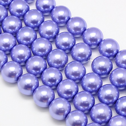 Brins de perles rondes en verre teinté écologique HY-A002-14mm-RB015-1