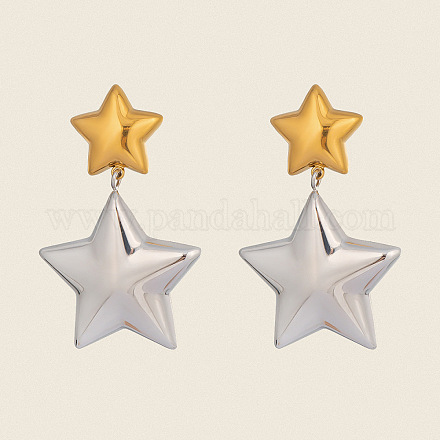 Двухцветные серьги-гвоздики в форме звезд из нержавеющей стали 304 LQ4369-1