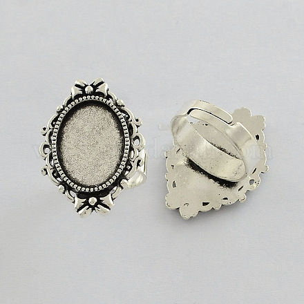 Vintage Adjustable Iron Finger Ring Components Alloy Cabochon Bezel Settings PALLOY-Q300-10AS-NR-1