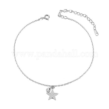 SHEGRACE Rhodium Plated 925 Sterling Silver Charm Anklet JA75A-1