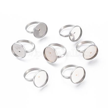 Adjustable 304 Stainless Steel Finger Rings Components STAS-L193-P-16mm-1