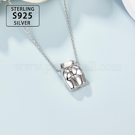 S925 argent sterling 3d collier de corps humain bijoux de déclaration de mode TN0359-2-1