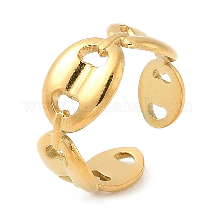 304 anillo abierto ovalado hueco de acero inoxidable para mujer. RJEW-D012-02G-1