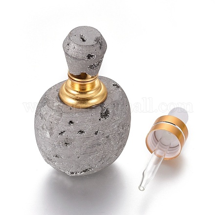 Botella de perfume electrochapada de ágata natural druzy que se puede abrir G-K295-G03-G-1