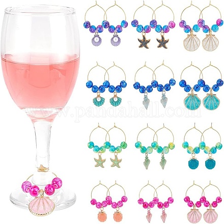 Эмалевый сплав на тему океана с пластиковой имитацией жемчуга AJEW-AB00095-1