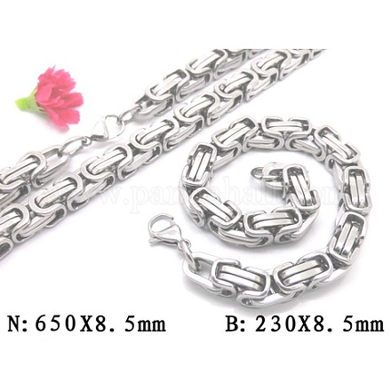 Byzantine chaîne bracelet et collier ensembles de bijoux en acier inoxydable 201 SJEW-V0263-05-1