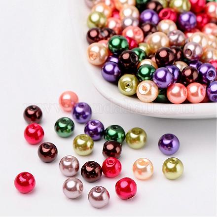 Perles en verre nacré goutte mixtes HY-X006-6mm-06-1