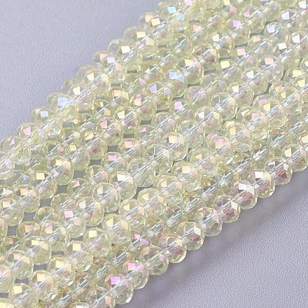 Faceted Rondelle Electroplate Glass Beads Strands X-EGLA-D020-3x2mm-70-1