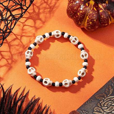 Браслеты из синтетической бирюзы и стеклянных бусин BJEW-JB12170-03-1