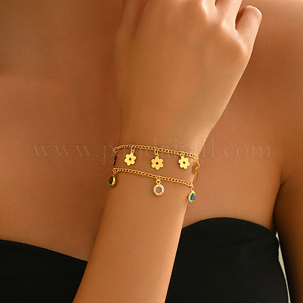 Латунные многорядные браслеты с цепочкой панциря EC2222-1