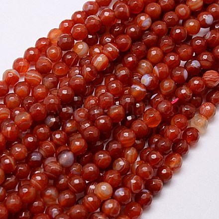 Natural Striped Agate/Banded Agate Beads Strands G-G581-6mm-22-1
